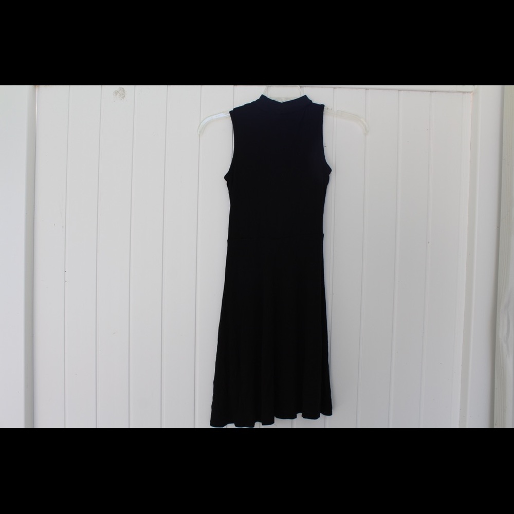 Mock neck black dress